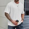 Mens Casual Solid Color Textured Short Sleeve Crew Neck T Shirt