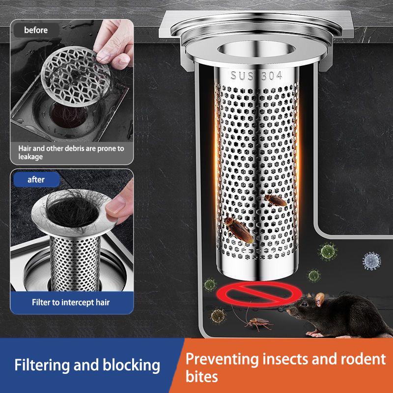 304 Stainless Steel Floor Drain Net Basin Anti-odor Drainer Bathroom Wash Basin Anti-clogging Filter Universal