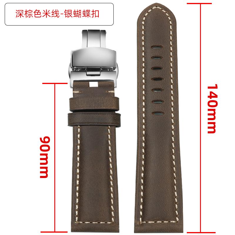 Extended matte crazy horse Frosted leather watchband 22m 24mm For Pam111 441 Hamilton Tissot Omega Casio men Vintage watch strap