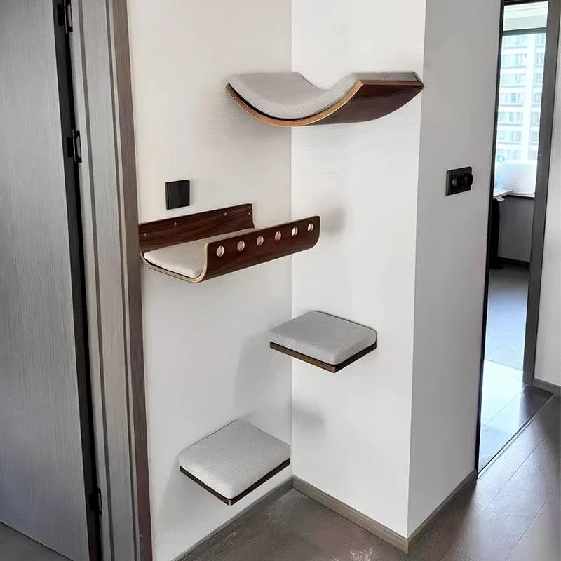 Cat-shaped Wall Shelf Natural Wooden Wall Shelf Wall-mounted Shelf Suitable for Living Rooms For Use with Pets