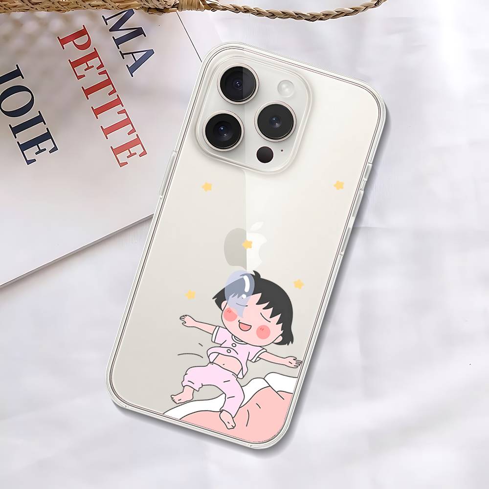 C-Chibi Cute M-Maruko-chan-S Phone Case For IPhone 17 16 15 12 11 Pro Max 14 Plus 13 Mini Clear Cover Soft Funda