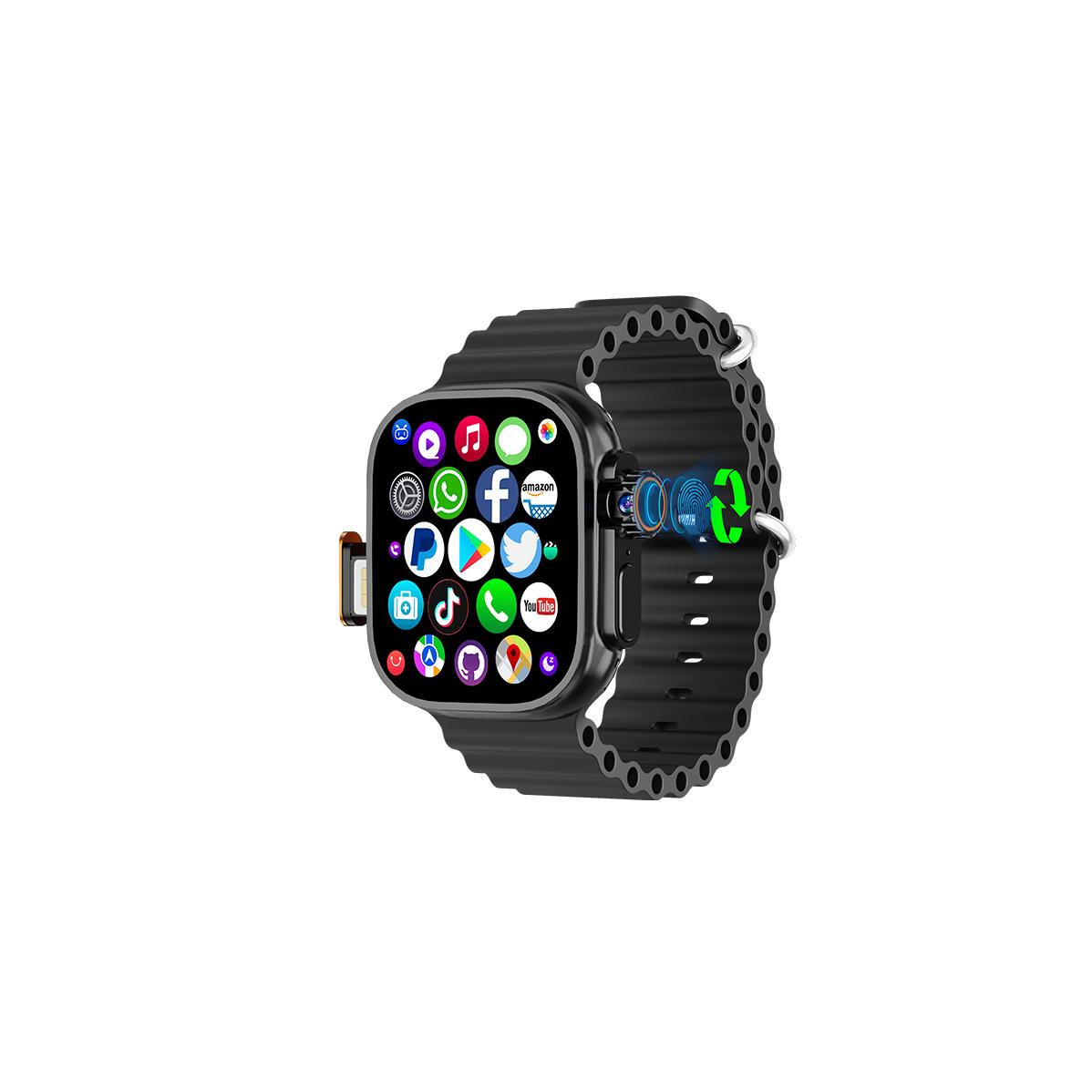 Смарт-часы 4G на Android с вращающейся на 180° камерой, 2,29-дюймовым AMOLED-дисплеем, 8 ГБ ОЗУ 128 ГБ ПЗУ, разблокировкой по отпечатку пальца, WiFi, GPS 8GB+128GB чёрный