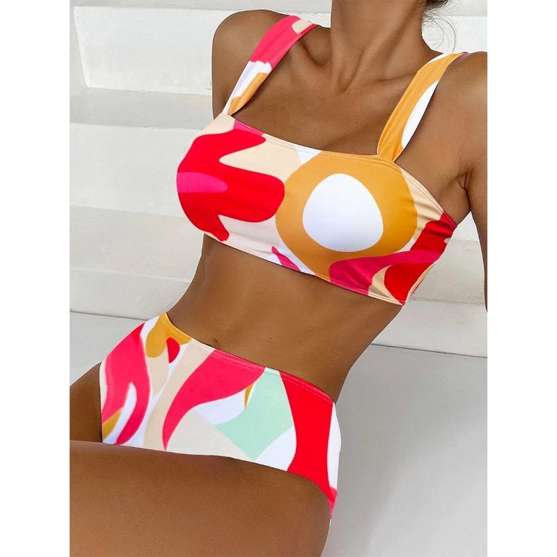 High Waist Bikini Swimsuit Woman 2025 Swimwear Female Sexy Bandeau Bikinis Sets Brazilian Beach Swimming for Women Bathing Suits