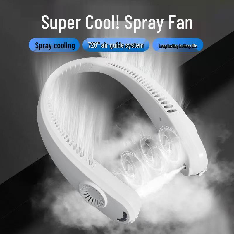 Portable USB Rechargeable Neck Fan - Silent, Powerful Cooling for Students