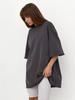 2025 Spring And Summer Cotton T-shirt Solid Colour Short-sleeved Female Loose Large Version Youthful Woman Clothes
