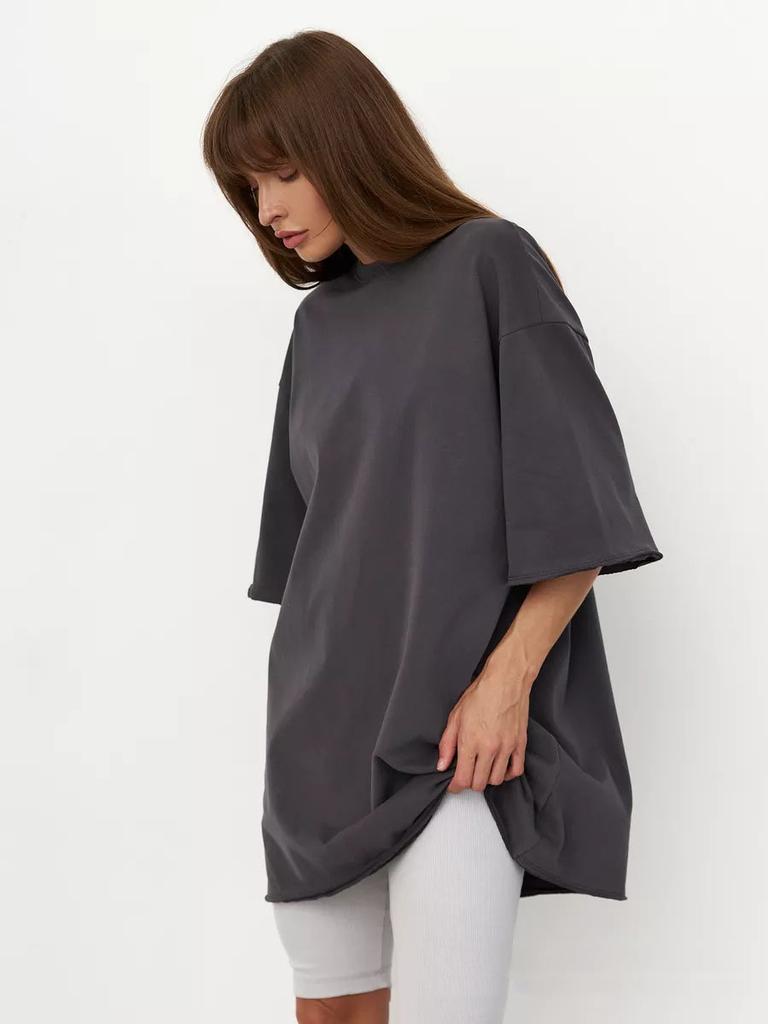 2025 Spring And Summer Cotton T-shirt Solid Colour Short-sleeved Female Loose Large Version Youthful Woman Clothes