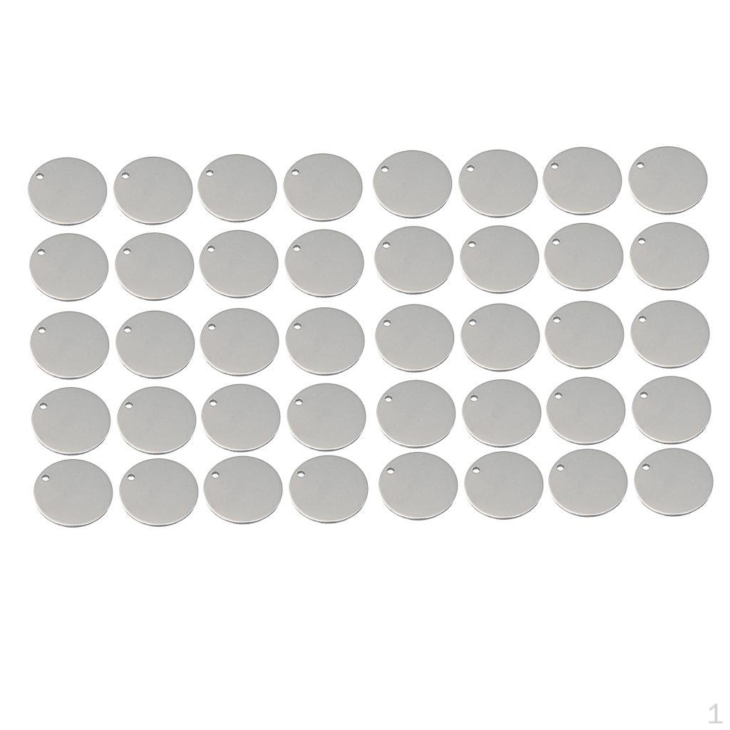 40 Pieces Stainless Steel Circle Blank Stamping Charms Bail Pendants Jewelry Findings for 8mm