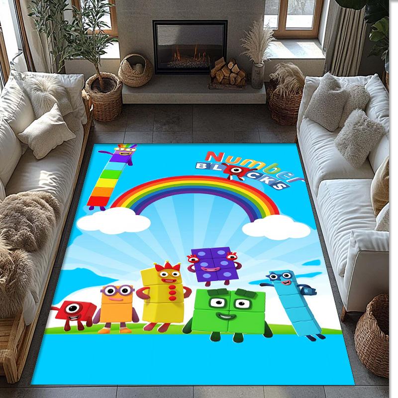 Numberblocks Crystal Velvet Rug, Soft Anti‑Slip Crystal Velvet Carpet for Living Room Bedroom Home Decor