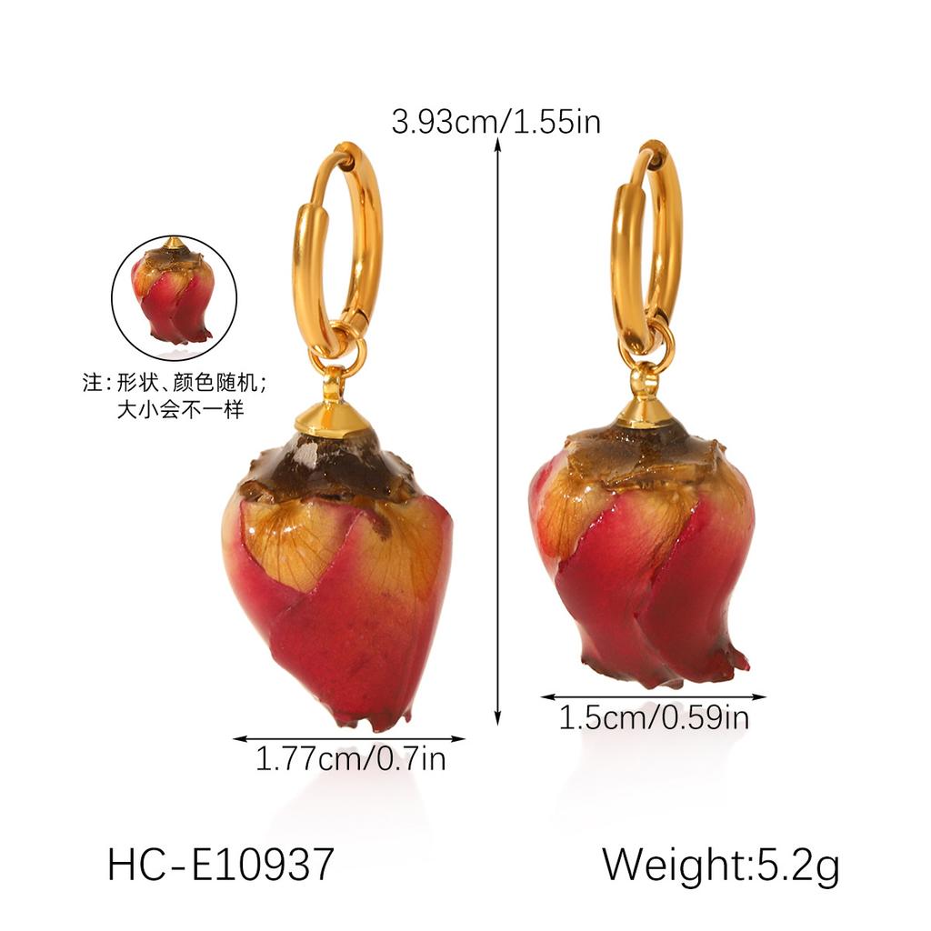 Rose hoop earrings, light luxury high-end ear jewelry, versatile titanium steel accessories for women
