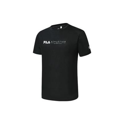 Simple Letter Logo Print American Vintage Round Neck Sports Knit Short Sleeve T-Shirt Men Tops Deep-Black A11M311103FBK