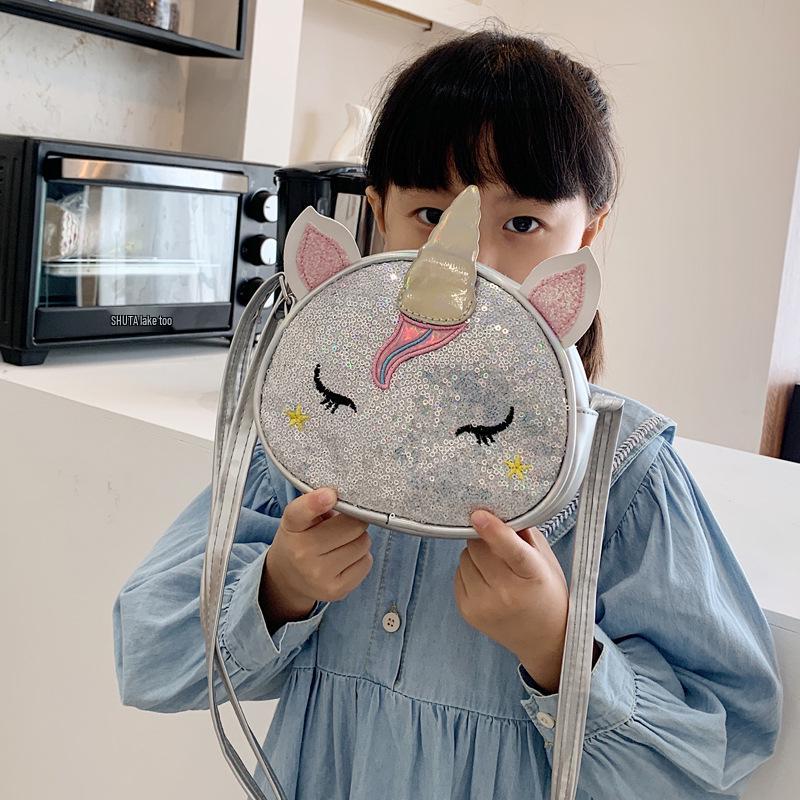 Iridescent Unicorn Cartoon Princess Crossbody Bag for Baby Girls