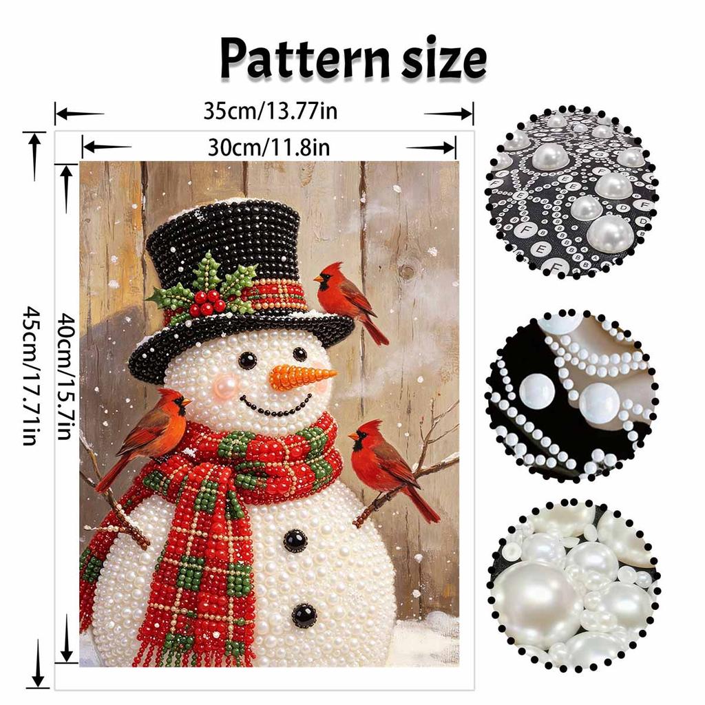 Christmas snowman cardinal pearl painting art painting kit handmade diy home decoration painting