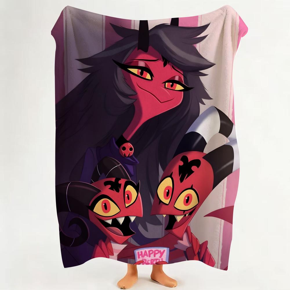 cartoon H Helluva B Boss Throw Flannel Throw Blanket Suitable for Sofa Living Room Bedroom