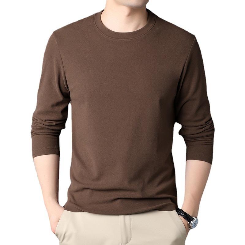 Double-Sided German Velvet Crew Neck Men'S Bottoming Shirt Autumn And Winter Blue Solid Color Warm Long-Sleeved Sweater Men
