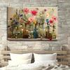 Colorful Floral Canvas Art & Mason Jar Wall Décor: Blue, Pink, Yellow, Purple Bouquet