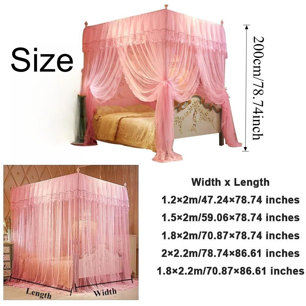 1,5/1,8m Schlafzimmer Spitze Plissee Moskitonetz Verschlüsseltes Netz Quadratisches Bett Baldachin Ohne Gestell Doppel Queen Size Betten Vorhang Heimdekoration