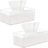 Acrylic Tissue Box Covers with Magnetic Base Dryer Sheet & Mask Organizers for Bathroom Office Car - White Rectangular