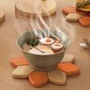 5Pcs/Set Wooden Coasters Set with Stand Pinwheel Shape Changeable Design Heat-resistant Coasters Kitchen Dining Decor
