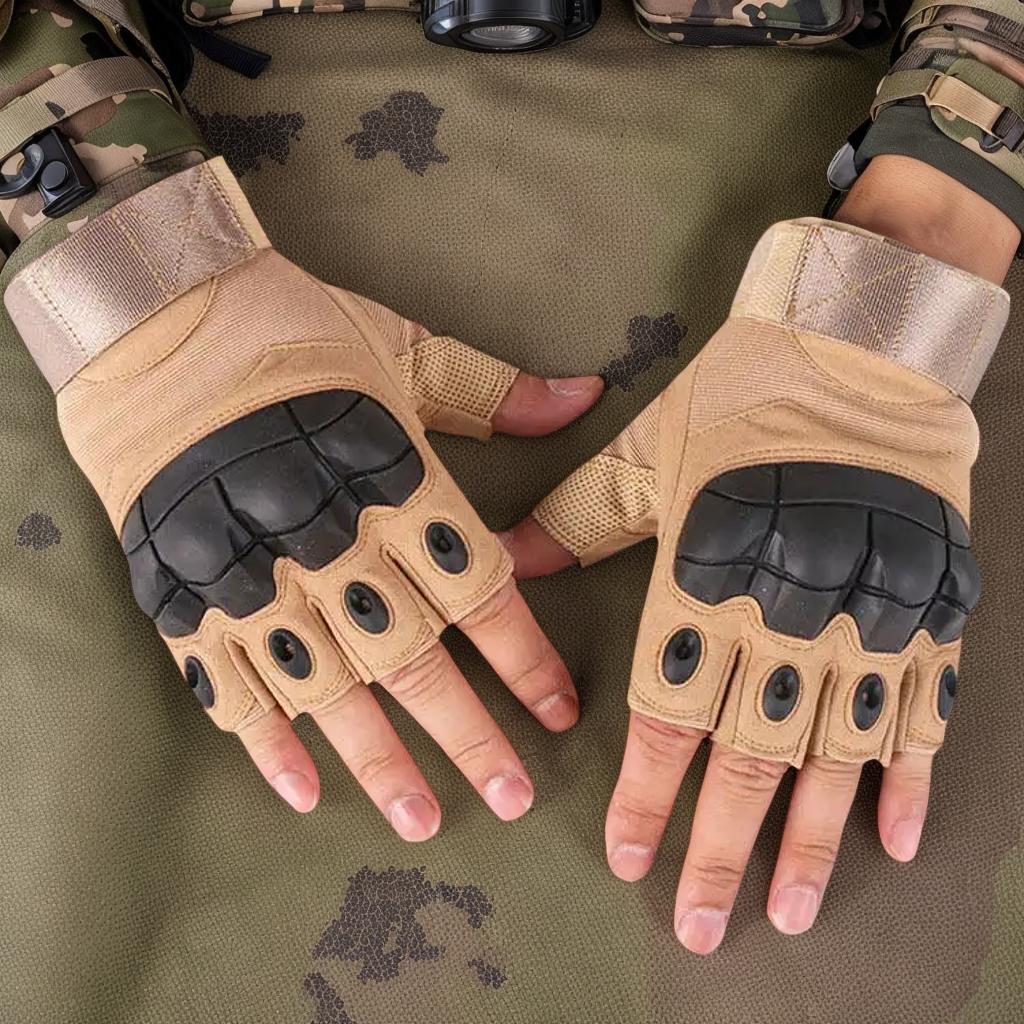 Custom Logo Fingerless Palm Padded Anti-Slip Half Finger Gloves for Motorcycle Work Paintball Men