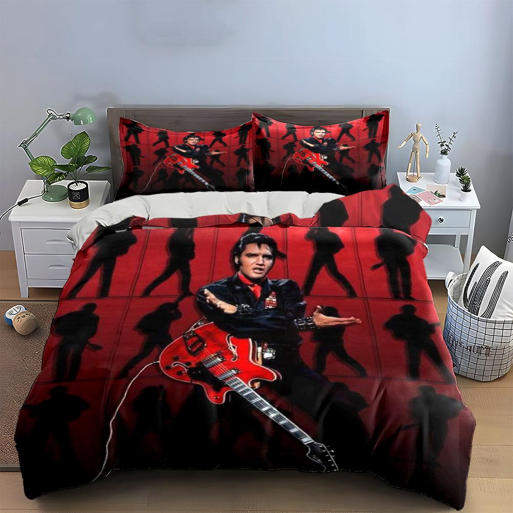 Musiker- und Gitarrensilhouetten. Bettwäsche-Sets Bettbezug-Sets Bettbezüge Kissenbezüge(1*Bettbezug 2*Kissenbezüge ohne Bettdecke)