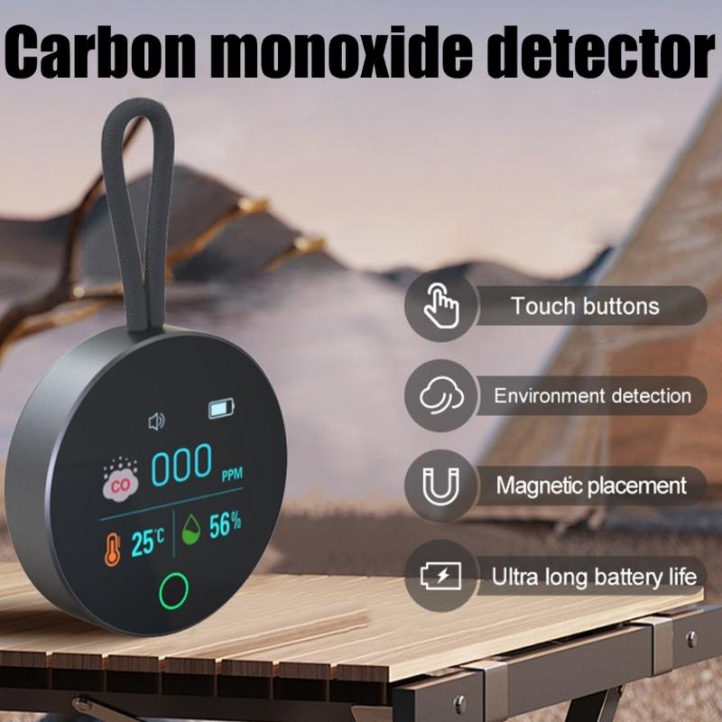 Leicht zu tragender Kohlenmonoxid-Alarm mit Digitalanzeige Kleine kreisförmige Gasmelder für Küche, Outdoor-Reisen, Sicherheit