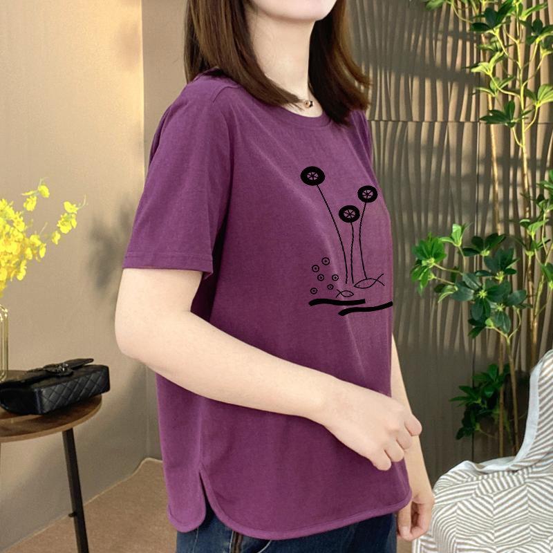 

2026 New Arrivals: Women s Plus Size Floral Short Sleeve Slimming Round Neck Casual T-Shirt M