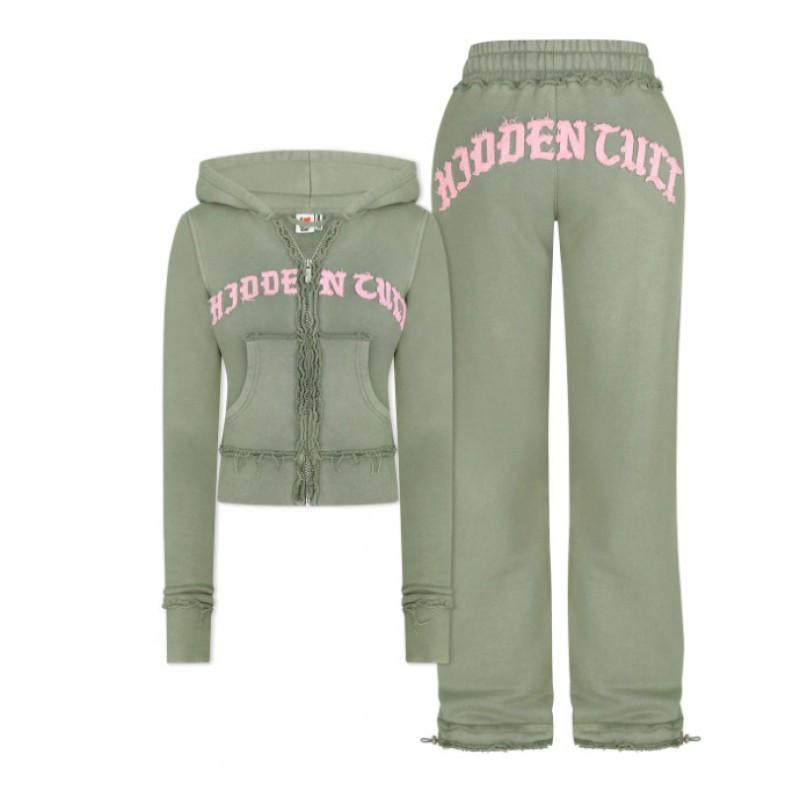 Tuta Streetwear Y2K Set Donna Felpa con Cappuccio Pantaloni della Tuta Stile Hip Hop Outfit Sportivo Casual