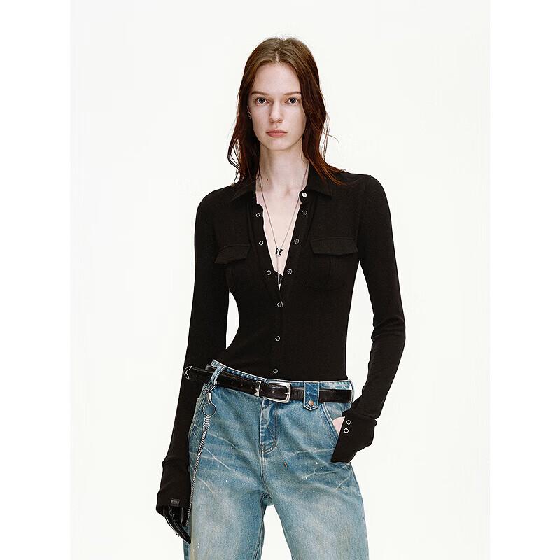 Women's Modern Wool Knit Slim-Fit Shirt
