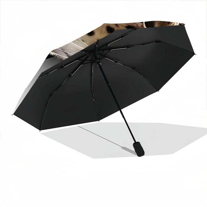 1pc Leopard Automatic Open/Close Umbrella 8-Rib Strong Frame, Portable Travel Umbrella for Women & Men, Birthday Gift Parties 026