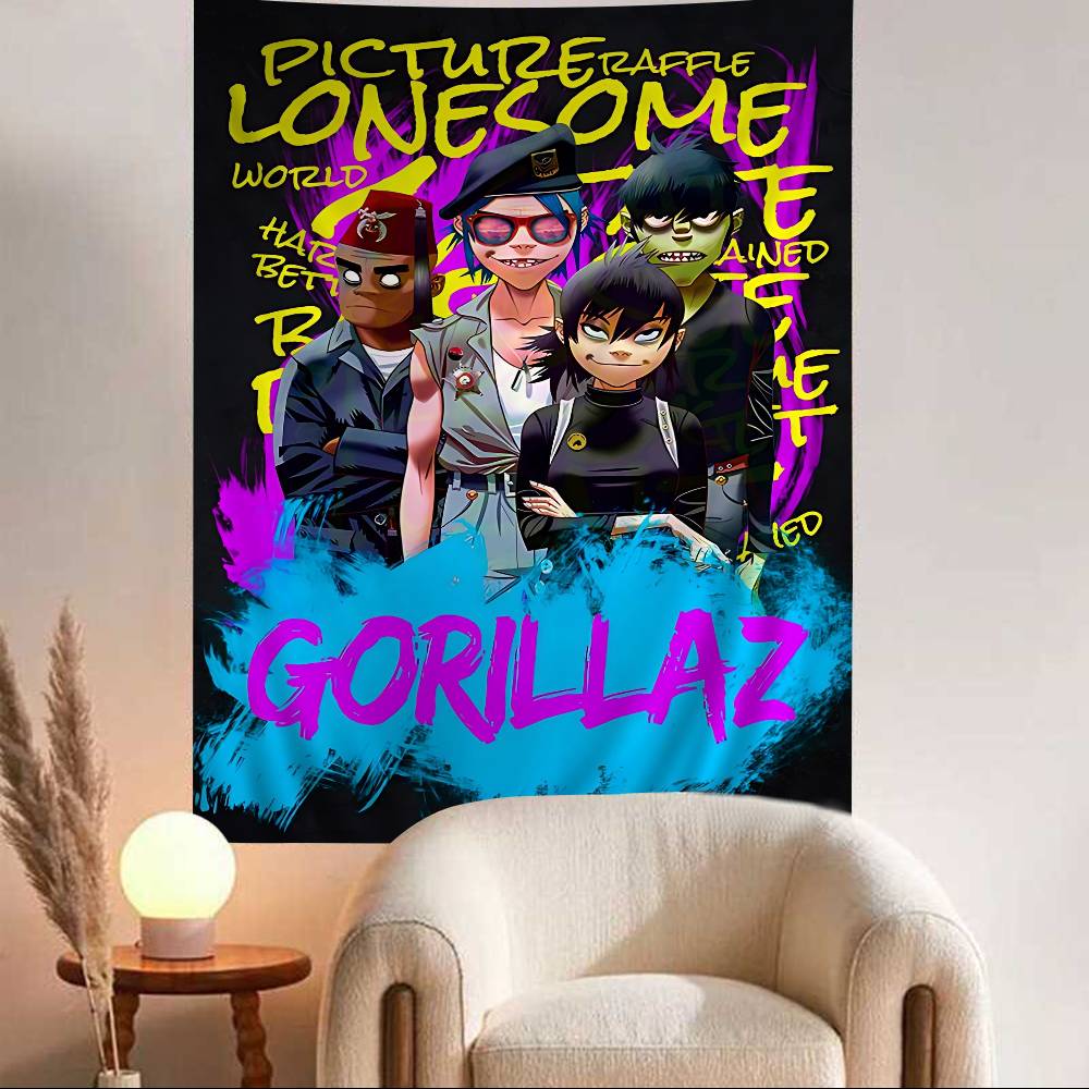 

Band GGorillaz Music DIY Wall Tapestry For Living Room Home Dorm Decor Wall Art Decor 74x94cm(29x37in)