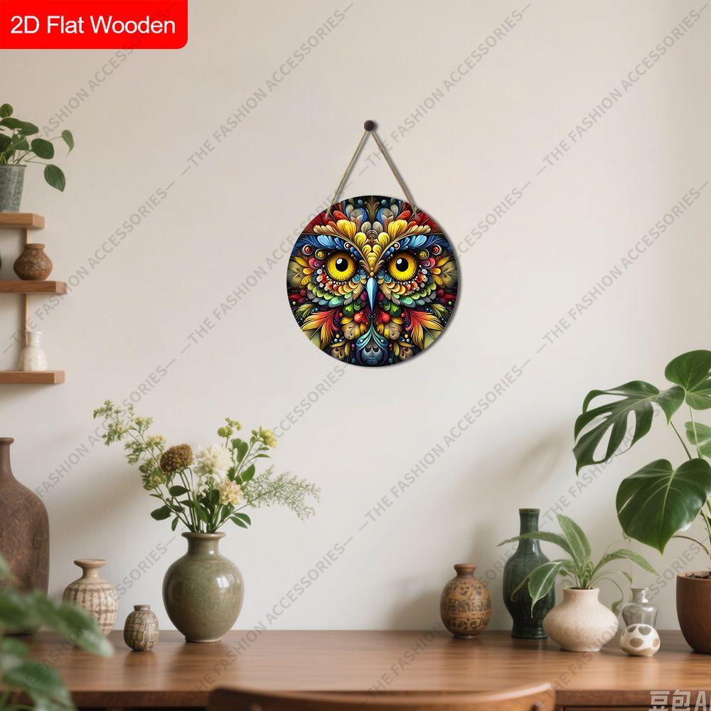 2D flat hanging decorative signs, interior wall or door decoration, garden decoration, owl pattern, interesting gifts for family and friends