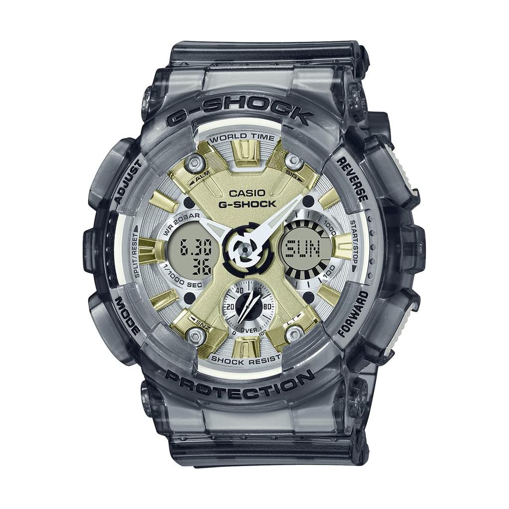 Casio G-SHOCK Analog Digital World Time Watch Gray Gold Modern