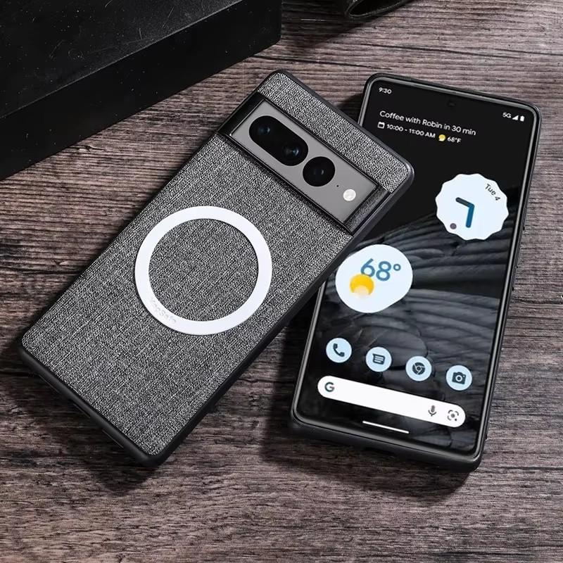 Cloth Pattern Case for Google Pixel 9 6 7 8 Pro Magsafe Wireless Charging Compatible Magnetic Shockproof Cover - Protective Cover