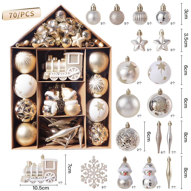 

Christmas Tree Balls Ornaments Set 70pcs Big Ball Snowflake Star Xmas Tree Hanging Pendant Noel Navidad Home Decoration New Year