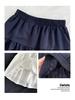 Jupe Midi Trapèze Style Preppy Bleu Marine - Taille Haute Rétro pour Printemps/Été 2025