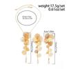 Salircon Fashion Elegant Long Metal Petal Flower Tassel Pendant Necklace Earrings Women Exquisite Earrings Banquet Jewelry Set