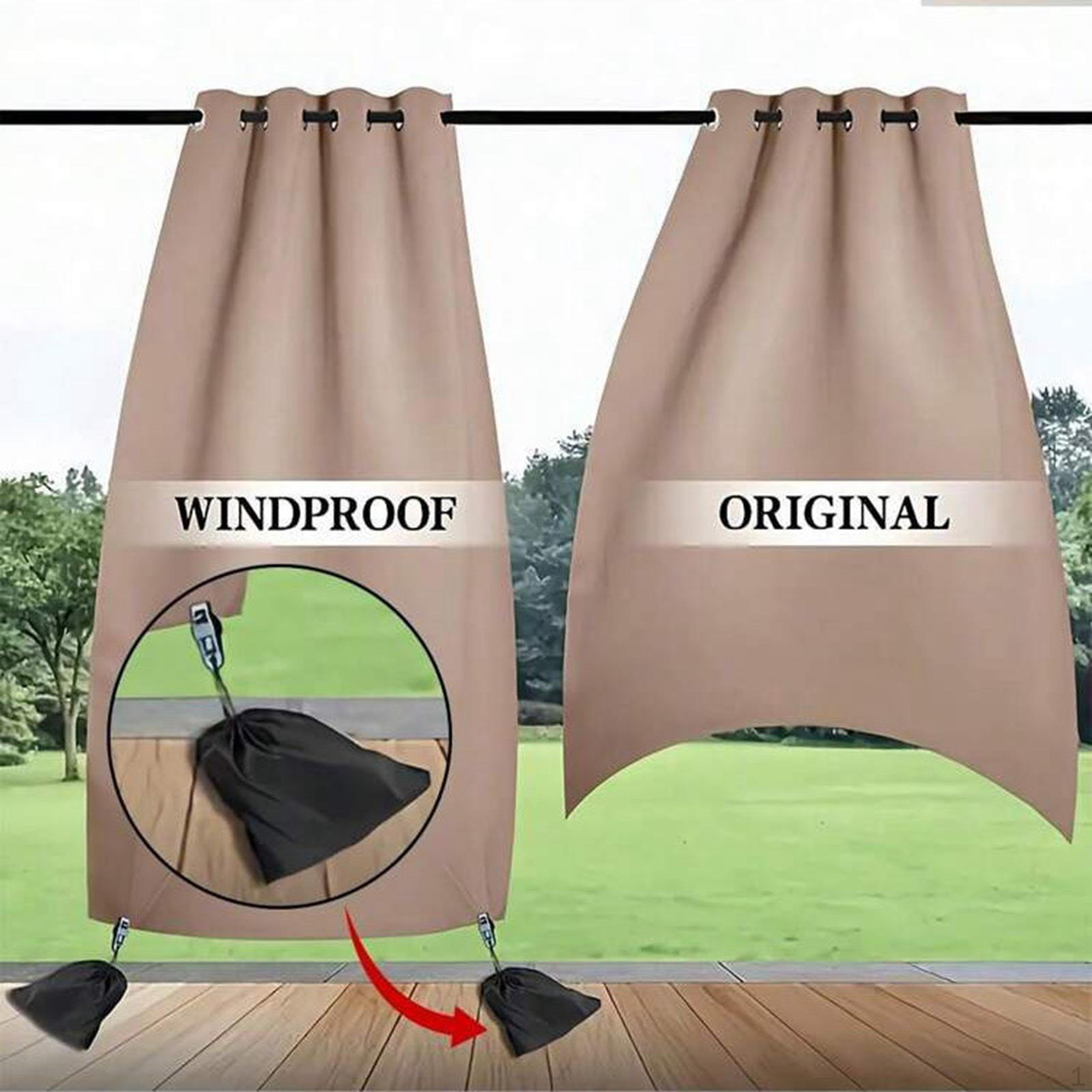 

Curtain Bottom Windproof Weighted Bag Accessory for Porch, Terrace Adjustable with Strong Clips 2pcs