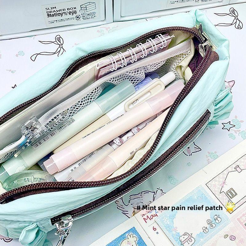 Floral Lace Pen Case With Large Capacity For Students And Office Use
