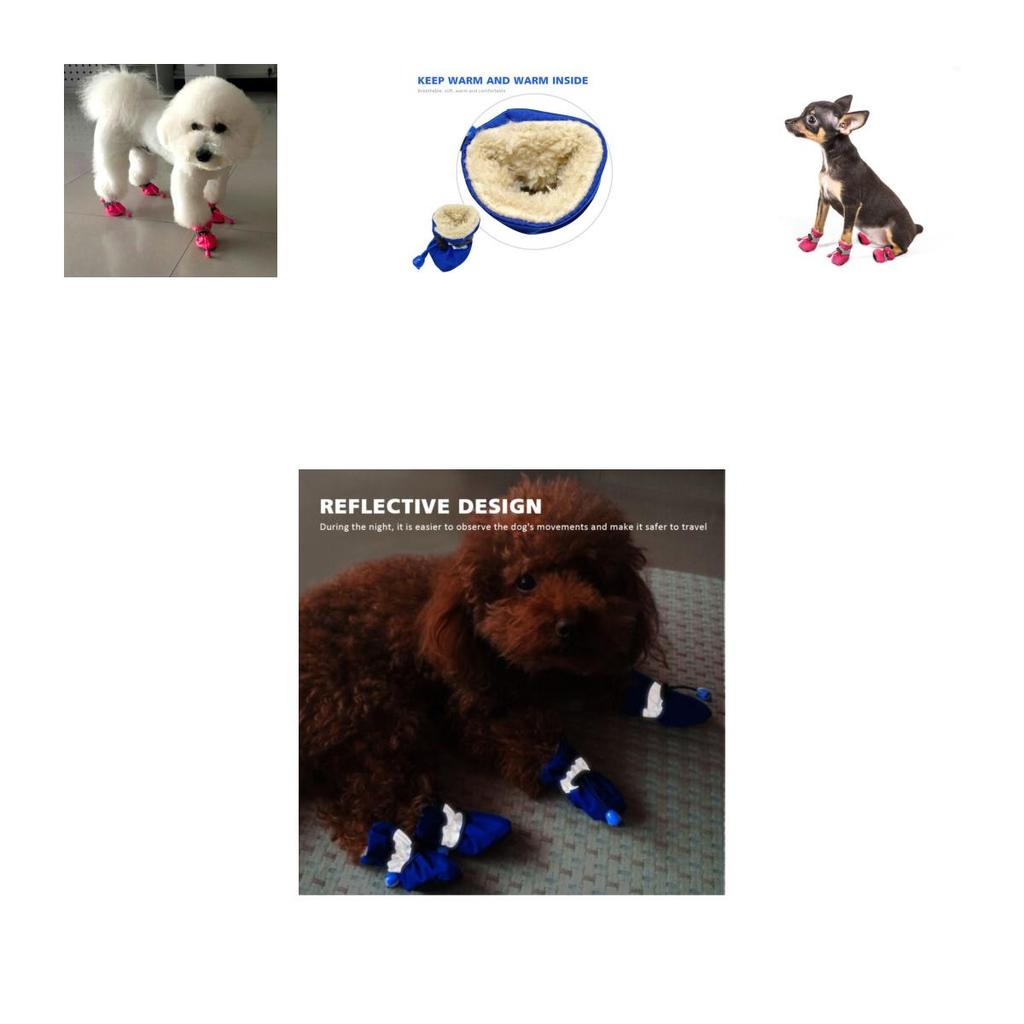 Premium Quality 4pcs Reflective No Slip Dog Shoes Boots With Waterproof Soft Fleece Padded Design