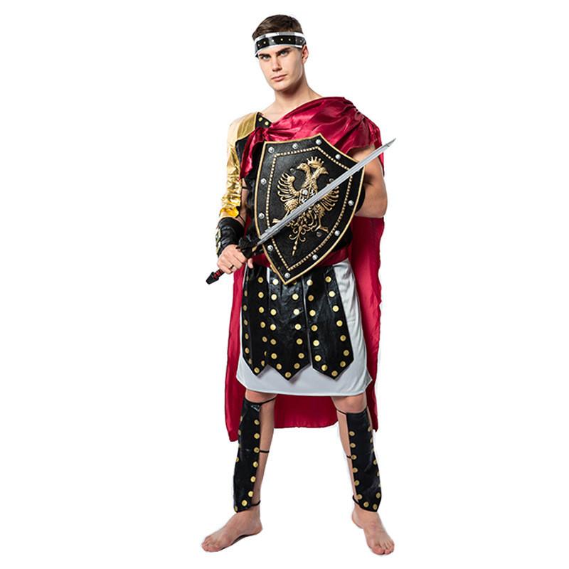 Roman Warrior Costume For Stage Performance With Polyester Fabric For Halloween