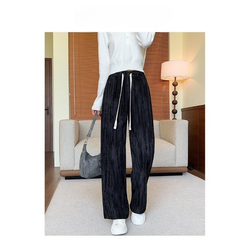 Velvet Thickened Tie-dye Corduroy Wide-leg Pants High Waist Draping Loose Slimming Pants Casual Floor Straight Pants Women
