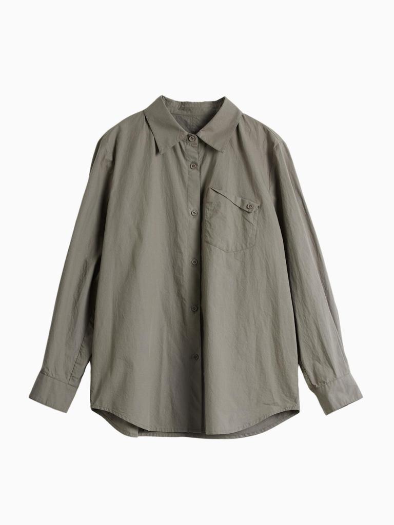 Women's Casual Loose Fit Pure Cotton Pocket Long Sleeve Shirt - 2026 Spring Collection