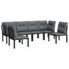 6 Piece Garden Lounge Set In Black and Grey Poly Rattan