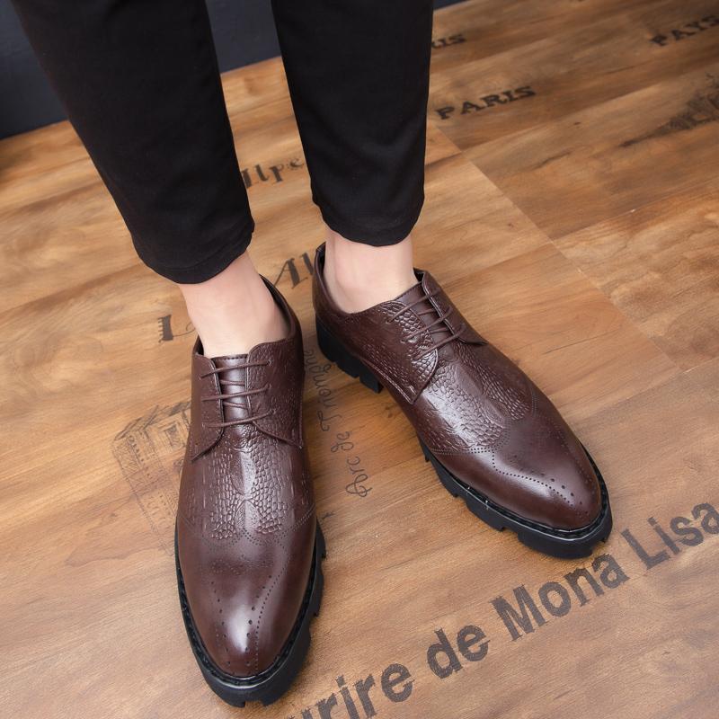 Men's formal leather shoes Fashionable gentleman design style Outdoor leisure business party Men's wedding dress Black shoes