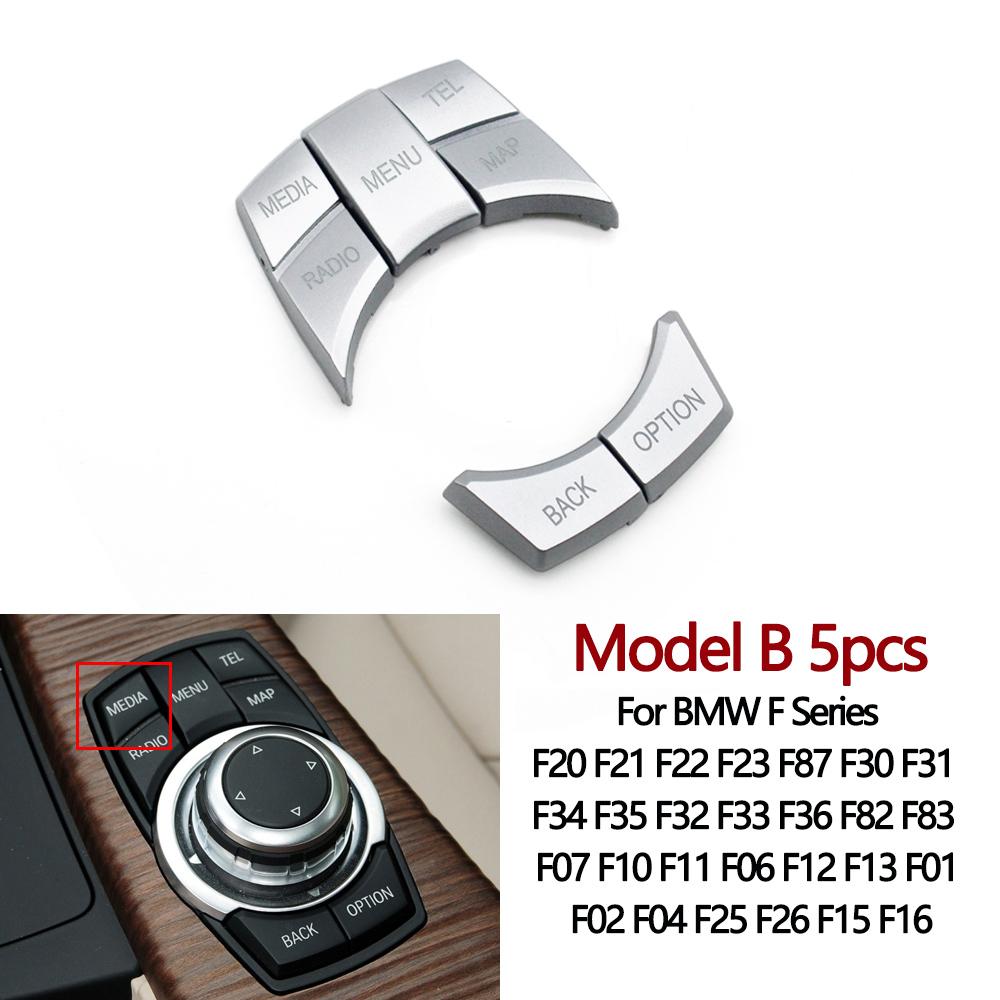 Silver Car CIC IDrive Multimedia Control Button Cover For BMW 1 2 3 4 5 6 7 X3 X4 X5 X6 F20 F22 F30 F34 F36 F10 F02 F06 F25 F15