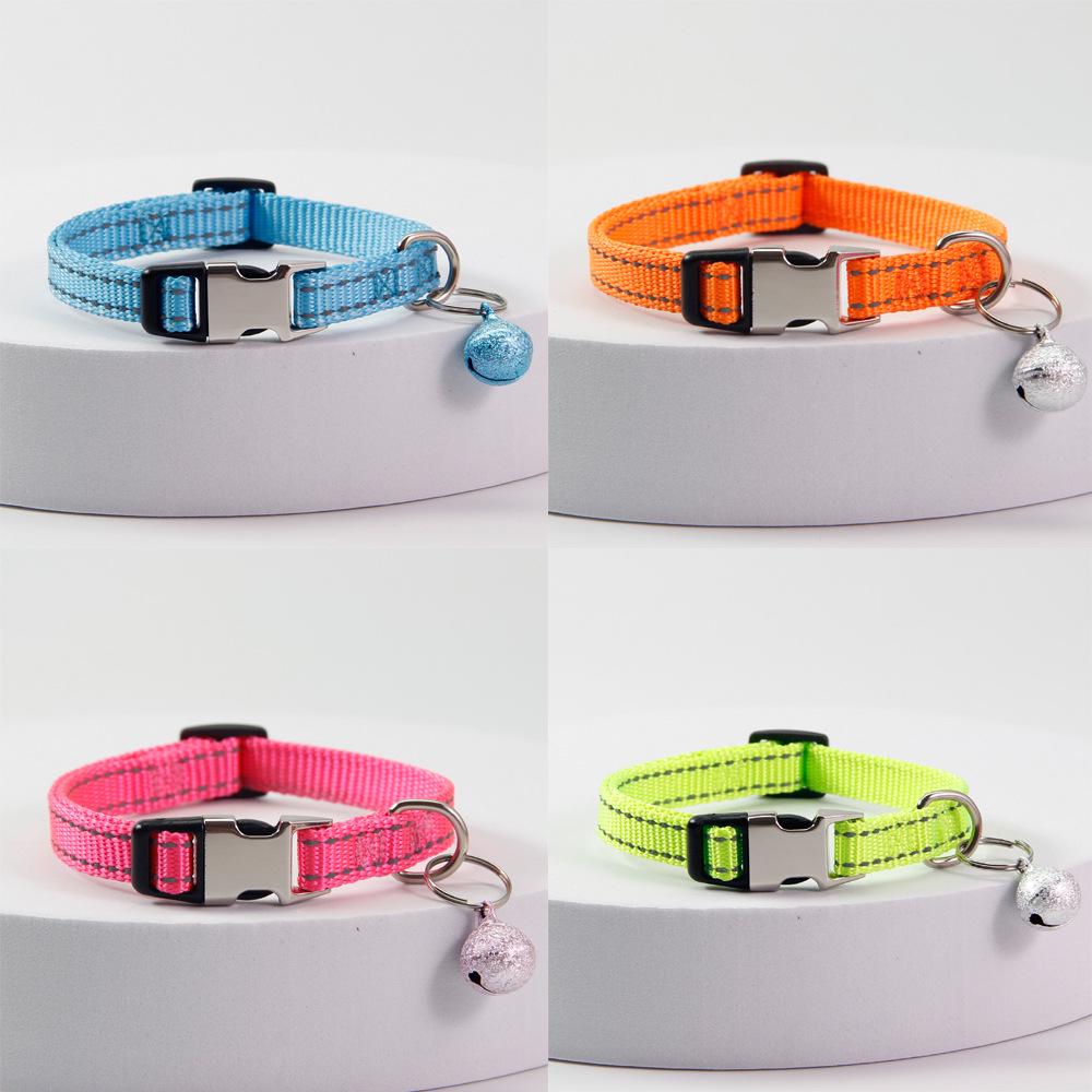 Reflective Nylon Cat Collar with Bell, Engraved Adjustable Anti-Lost Feature