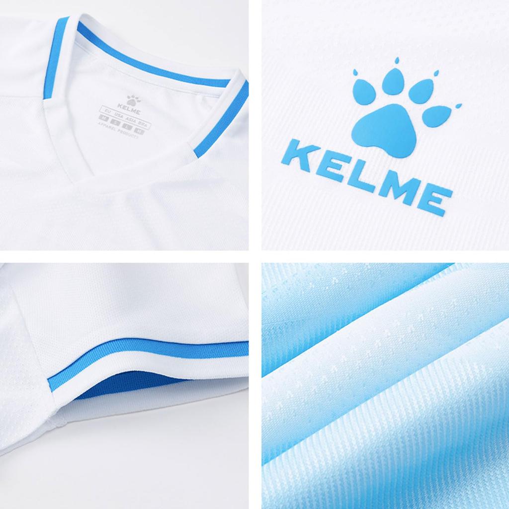 Kelme Men's Short Sleeve Training T-Shirt, Moisture-Wicking, Quick-Drying, Breathable, Summer (White, 3XL)
