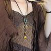 Ceramic Pendant Necklace for Women, Retro Ethnic Style Personalized Versatile Sweater Chain