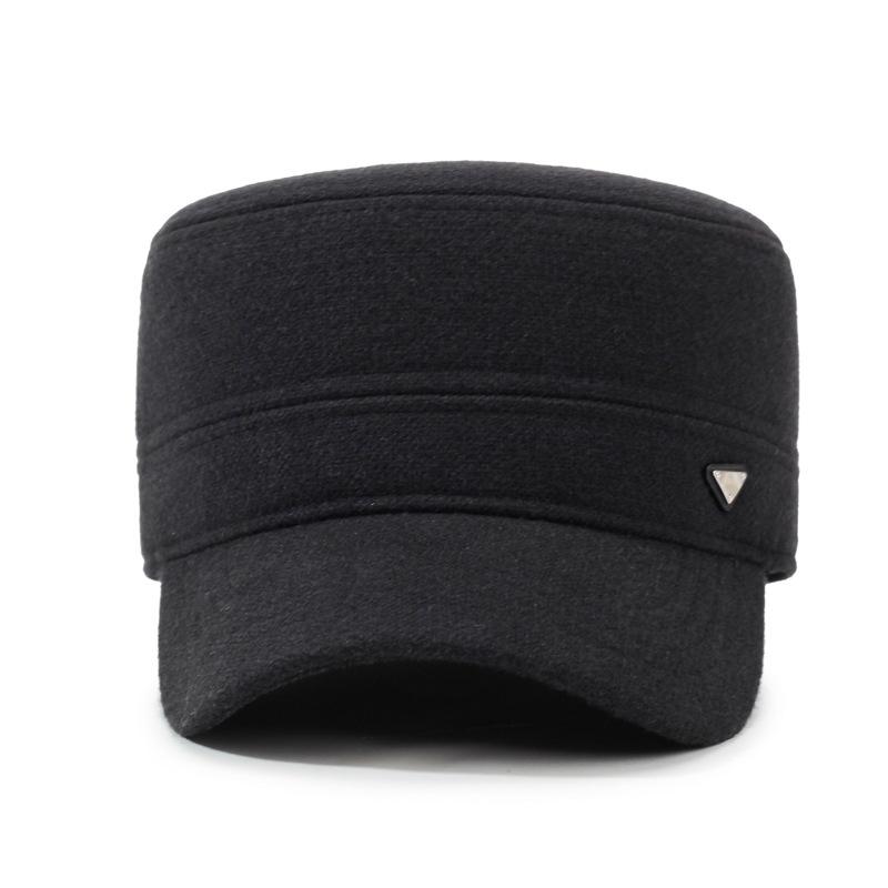 Winter Men's Hat Velvet Thick Ear Protection Wool Flat Cap Middle-Aged Outdoor Warm Cotton Hat