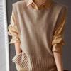 Women's Round Neck Pullover Knitted Vest Loose Casual Outerwear Sleeveless Cardigan Vest Outer Wear Lazy Style Top